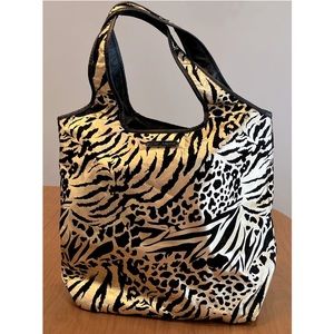 Betsey Johnson Soft Shoulder Tote - Gold Leopard Cheetah Zebra Animal Print Bag